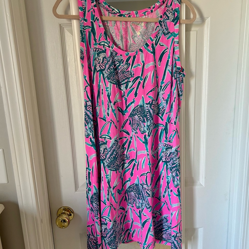 Vibrant Pink and Green Sleeveless Lilly Dress